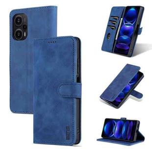 For Xiaomi Poco F5/Redmi Note 12 Turbo AZNS Skin Feel Calf Texture Flip Leather Phone Case(Blue)