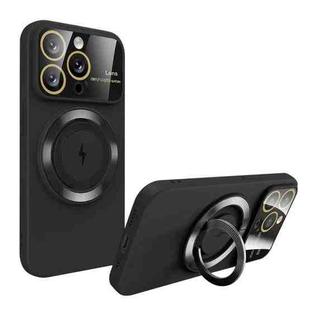 For iPhone 13 Pro Large Window MagSafe Magnetic Holder Phone Case(Black)