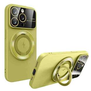 For iPhone 12 Pro Large Window MagSafe Magnetic Holder Phone Case(Avocado Green)