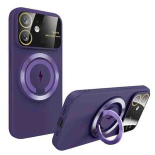 For iPhone 11 Large Window MagSafe Magnetic Holder Phone Case(Dark Purple)