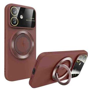 For iPhone 11 Large Window MagSafe Magnetic Holder Phone Case(Claret Red)