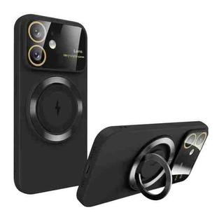 For iPhone 11 Large Window MagSafe Magnetic Holder Phone Case(Black)