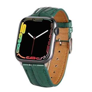 For Apple Watch Series 7 45mm / 6 & SE & 5 & 4 44mm / 3 & 2 & 1 42mm Crocodile Texture Leather Wrist Strap(Green)