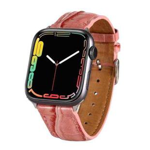 For Apple Watch Series 7 45mm / 6 & SE & 5 & 4 44mm / 3 & 2 & 1 42mm Crocodile Texture Leather Wrist Strap(Pink)