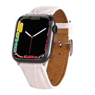 For Apple Watch Series 7 45mm / 6 & SE & 5 & 4 44mm / 3 & 2 & 1 42mm Crocodile Texture Leather Wrist Strap(White)