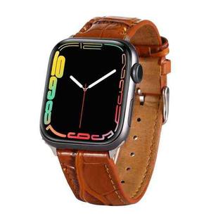 For Apple Watch Series 8&7 41mm / SE 2&6&SE&5&4 40mm / 3&2&1 38mm Crocodile Texture Leather Wrist Strap(Brown)