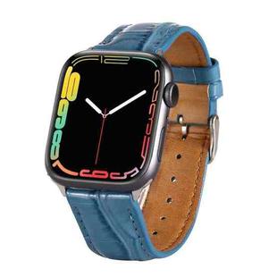 For Apple Watch Series 8&7 41mm / SE 2&6&SE&5&4 40mm / 3&2&1 38mm Crocodile Texture Leather Wrist Strap(Blue)