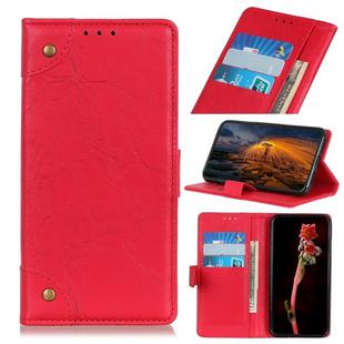 For OPPO Realme C11 Copper Buckle Retro Crazy Horse Texture Horizontal Flip Leather Case with Holder & Card Slots & Wallet(Red)