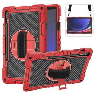 For Samsung Galaxy Tab S9+ 360 Degree Rotation PC Contrast Silicone Tablet Case(Red + Black)