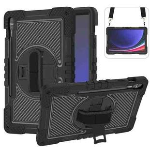 For Samsung Galaxy Tab S9+ 360 Degree Rotation PC Contrast Silicone Tablet Case(Black)