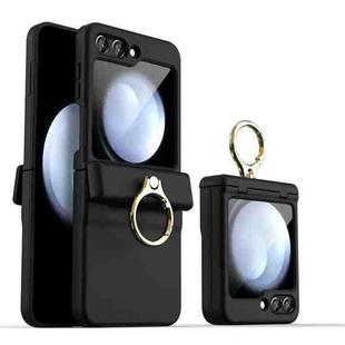 For Samsung Galaxy Z Flip5 Shockproof PC Phone Case with Ring Holder(Black)