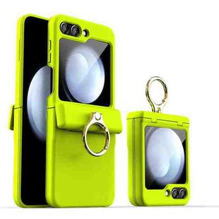 For Samsung Galaxy Z Flip5 Shockproof PC Phone Case with Ring Holder(Fluorescent Green)