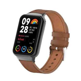 For Xiaomi Mi Band 8 Pro 18mm Microfiber Sewing Leather Watch Band(Brown)