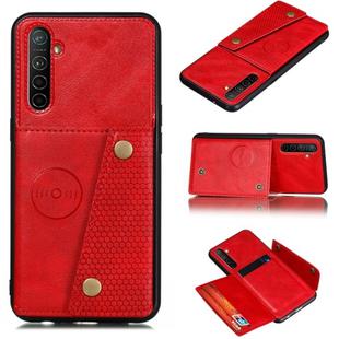 For OPPO X50 Pro 5G Double Buckle PU + TPU Shockproof Magnetic Protective Case with Card Slot & Holder(Red)