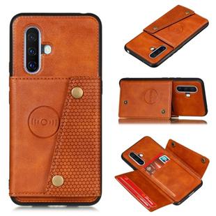 For Vivo X30 Double Buckle PU + TPU Shockproof Magnetic Protective Case with Card Slot & Holder(Light Brown)