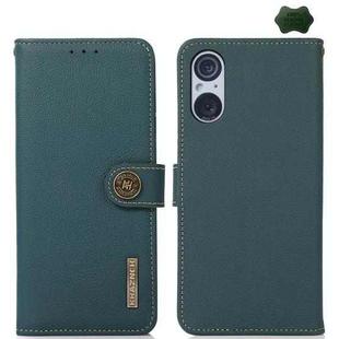For Sony Xperia 5 V KHAZNEH Custer Genuine Leather RFID Phone Case(Green)