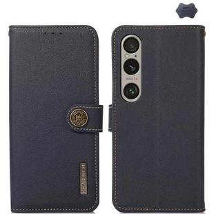 For Sony Xperia 1 VI KHAZNEH Custer Genuine Leather RFID Phone Case(Blue)