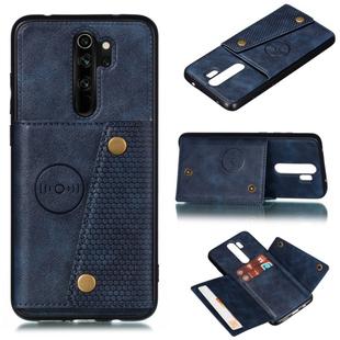 For Xiaomi Redmi 9 Double Buckle PU + TPU Shockproof Magnetic Protective Case with Card Slot & Holder(Blue)