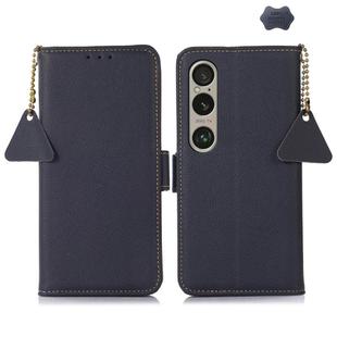 For Sony Xperia 1 VI Side-Magnetic TJ Genuine Leather RFID Phone Case(Blue)