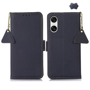 For Sony Xperia 10 VI Side-Magnetic TJ Genuine Leather RFID Phone Case(Blue)