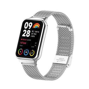For Xiaomi Mi Band 8 Pro 18mm Steel Mesh Buckle Metal Watch Band(Silver)