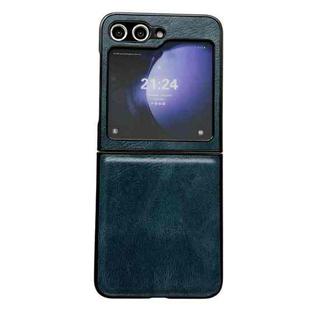 For Samsung Galaxy Z Flip5 Integrated Crazy Horse Texture Leather Shockproof Phone Case(Blue)