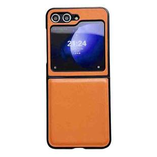 For Samsung Galaxy Z Flip5 Integrated Morandi Solid Color Leather Texture Phone Case(Orange)