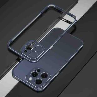 For iPhone 15 Pro Max Aurora Series Lens Protector + Metal Frame Phone Case(Blue Silver)