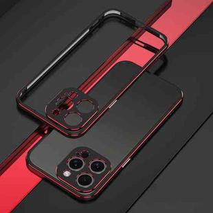 For iPhone 15 Pro Aurora Series Lens Protector + Metal Frame Phone Case(Black Red)