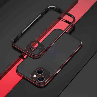 For iPhone 15 Plus Aurora Series Lens Protector + Metal Frame Phone Case(Black Red)