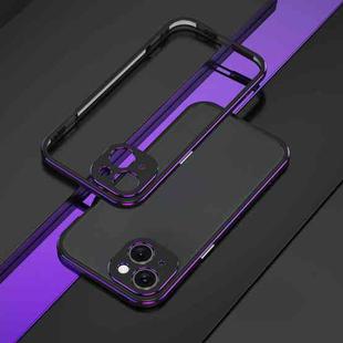 For iPhone 15 Aurora Series Lens Protector + Metal Frame Phone Case(Black Purple)