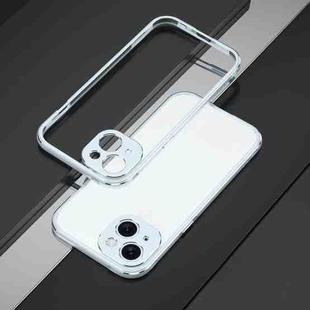 For iPhone 15 Aurora Series Lens Protector + Metal Frame Phone Case(Blue Silver)