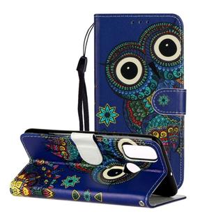 For Huawei P Smart 2020 Oil Embossed Coloured Drawing Pattern Horizontal Flip PU Leather Case with Holder & Card Slots & Wallet(Blue Owl)