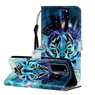 For Huawei P40 Oil Embossed Coloured Drawing Pattern Horizontal Flip PU Leather Case with Holder & Card Slots & Wallet(Wolf)