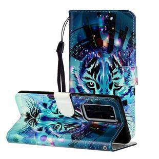 For Huawei P40 Pro Oil Embossed Coloured Drawing Pattern Horizontal Flip PU Leather Case with Holder & Card Slots & Wallet(Wolf)