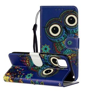 For Huawei Y5p Oil Embossed Coloured Drawing Pattern Horizontal Flip PU Leather Case with Holder & Card Slots & Wallet(Blue Owl)