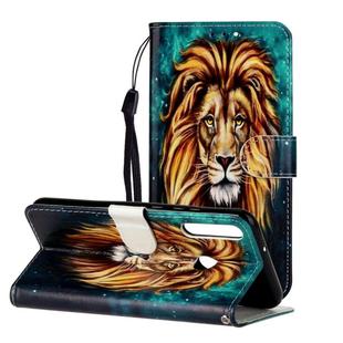 For Huawei Y6p Oil Embossed Coloured Drawing Pattern Horizontal Flip PU Leather Case with Holder & Card Slots & Wallet(Lion)