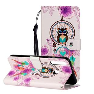 For Huawei Y6p Oil Embossed Coloured Drawing Pattern Horizontal Flip PU Leather Case with Holder & Card Slots & Wallet(Owl Wind Chimes)