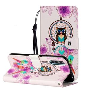 For Huawei Y8p / Enjoy 10s Oil Embossed Coloured Drawing Pattern Horizontal Flip PU Leather Case with Holder & Card Slots & Wallet(Owl Wind Chimes)
