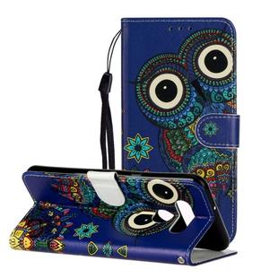 For LG K51 Oil Embossed Coloured Drawing Pattern Horizontal Flip PU Leather Case with Holder & Card Slots & Wallet(Blue Owl)