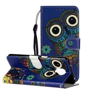 For Xiaomi Redmi Note 9 Pro / Note 9S / Note 9 Pro Max Oil Embossed Coloured Drawing Pattern Horizontal Flip PU Leather Case with Holder & Card Slots & Wallet(Blue Owl)