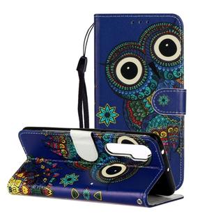 For Xiaomi Mi Note 10 Lite Oil Embossed Coloured Drawing Pattern Horizontal Flip PU Leather Case with Holder & Card Slots & Wallet(Blue Owl)