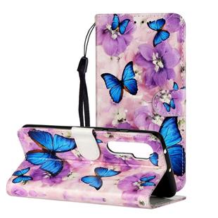 For Xiaomi Mi Note 10 Lite Oil Embossed Coloured Drawing Pattern Horizontal Flip PU Leather Case with Holder & Card Slots & Wallet(Purple Flower Butterfly)