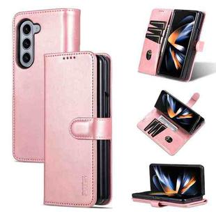 For Samsung Galaxy Z Fold5 AZNS Skin Feel Calf Texture Flip Leather Phone Case(Rose Gold)