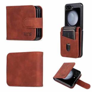 For Samsung Galaxy Z Flip5 5G AZNS Skin Feel Calf Texture Flip Leather Phone Case(Brown)