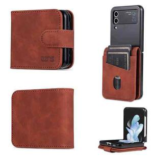 For Samsung Galaxy Z Flip4 5G AZNS Skin Feel Calf Texture Flip Leather Phone Case(Brown)