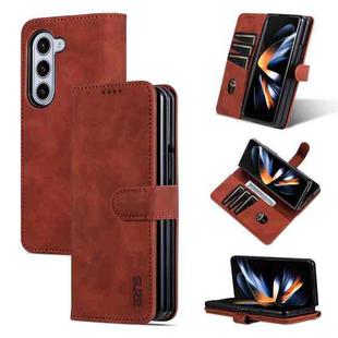 For Samsung Galaxy Z Fold6 5G AZNS Skin Feel Calf Texture Flip Leather Phone Case(Brown)