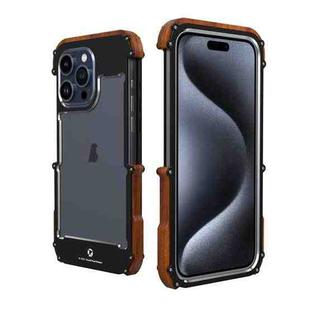 For iPhone 15 Pro R-JUST Ironwood Generation Metal + Wood Phone Case