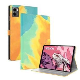 For Lenovo Legion Y700 2023 Watercolor Pattern Flip Leather Tablet Case(Autumn Leaves)