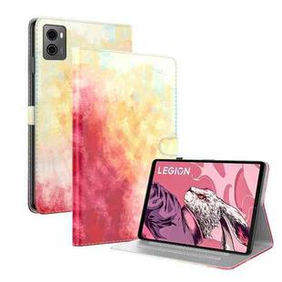 For Lenovo Legion Y700 2023 Watercolor Pattern Flip Leather Tablet Case(Spring Cherry)